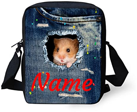 Belidome Kleine Umhängetasche für Damen und Kinder, niedliches Tiermotiv, Hamster mit Namen, Einheitsgröße