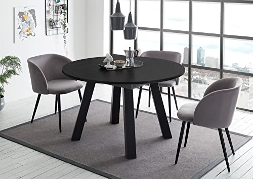 58 aufm Kessel Esstisch Rund ausziehbar Edda 3 130 x 130 x 78 Küchentisch Schwarzstahl 13537-130