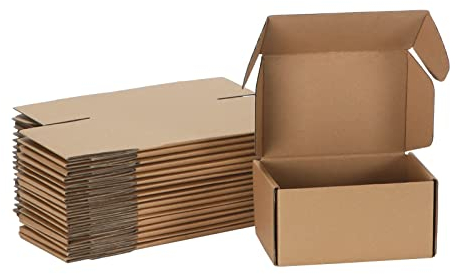 HORLIMER 20 Pack Small Cardboard Boxes, 6x4x3 inches Brown Corrugated Shipping Boxes, Packaging Boxes for Mailing, Business