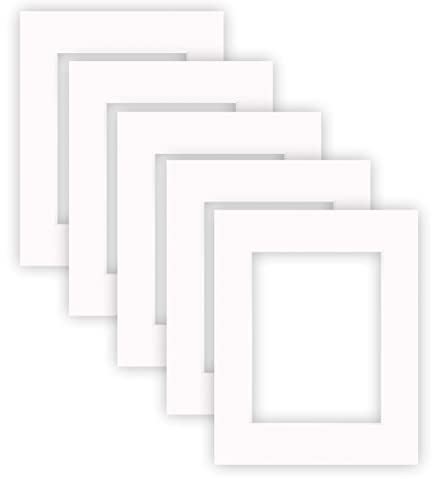 nielsen Conservation Passepartout Karton 1,5 mm | 5er Set | Außenformat 24x30 cm für Bildformat 15x20 cm | Reinweiß (hellweiß) | glatte Oberfläche