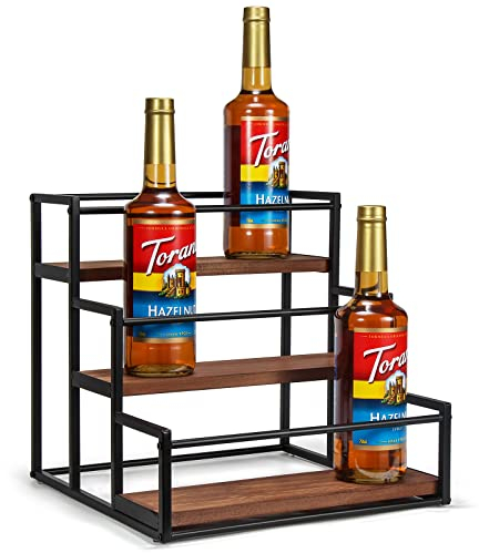 THYGIFTREE 3 Tier Coffee Syrup Rack for 12 Bottles Syrup Syrup Holder Stand Coffee Station Storage Shelves Syrup Wine Dressing Kitchen