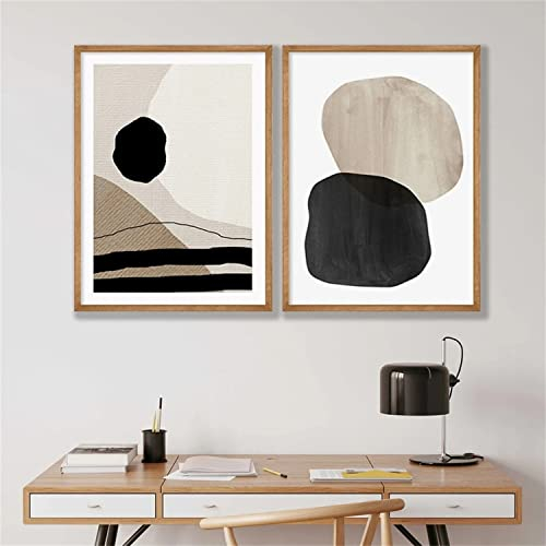 Sarah Duke 2er Set Premium Poster, Abstrakt Schwarz Farbblock Wandbilder, Aesthetic Bilder Set, Ohne Rahmen Leinwandbilder, Wanddeko für Wohnzimmer & Schlafzimmer (50x70cm)