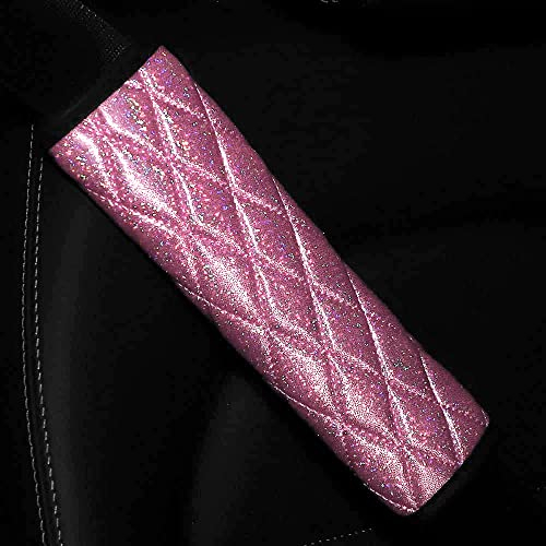 Duories 2 Stück Bling Bling Gurtpolster,Auto Gurtpolster,Polsterung für Sitzgurt,Auto Gurt Polster,Polsterung für Sitzgurt im Auto,Premium Gurtpolster, Kinder und Erwachsene Gurtkissen Auto,Rosa