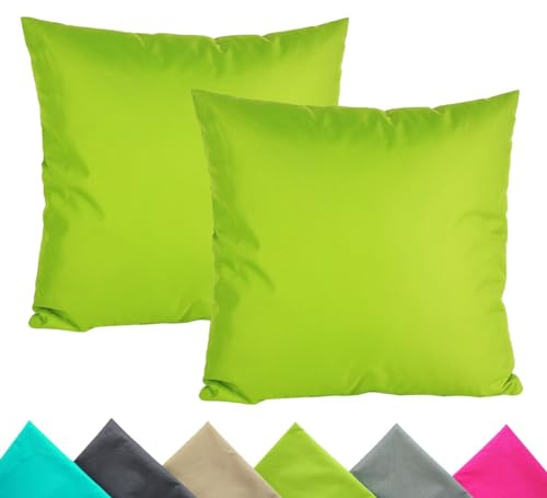 JACK 2er Set Outdoor Kissenhülle Kissenbezug 50x50cm Wasserfest Sitzkissen Lounge Kissen Garten Stuhl Lotus Effekt, Farbe:Grün