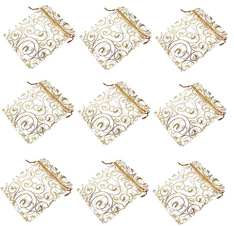 Lurrose 50 Pcs Bolsa De Hilo Bolsa De Jabones De Baño Bolsa De Regalo Con Cordón Bolsitas Navideñas De Organza Para Dulces Multicolor Material De Hilo Brochetas Navideñas