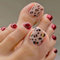 Ceboic 24Pcs Short False Toenails, French Tip Press on Toenails Square Acrylic Full Cover Fake Toenails, Red Leopard Print Natural Stick on Toe Nails, Artificial Glue on Toe Nails for Women and Girls