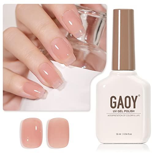 GAOY Sheer Nude Gel Nagellack, 16 ml Jelly Natural Pink Transparente Farbe 1301, UV LED Soak-Off Nagellack für Zuhause Maniküre, Nude Jelly