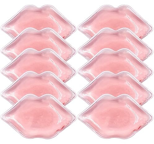 Paquete de hielo labial para cosméticos (10 unidades), paquete de hielo después del tratamiento de hielo labial, bolsa de hielo reutilizable en forma de labios para aliviar el dolor y relajar los