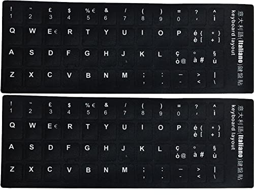 Fituenly 2pcs Universal Italienische Tastaturaufkleber, Computer Tastatur Aufkleber Buchstabe Alphabet Für Computer Laptop Notebook Desktop