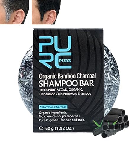 Pure Hair Revitalization Bar, Spartan Gray Hair Reverse Bar for Men, Organic Bamboo Charcoal Shampoo Bar, Pure Hair Revitalization Bar Soap for Gray Reverse Darkening Shampoo Gray Repair (1PCS)