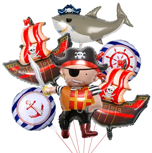 SNOWZAN Piratenschiff Ballon Piraten Kindergeburtstag Piratenschiff Luftballons Piratengeburtstag Piraten Geburtstagsdeko Piraten Deko Kindergeburtstag Luftballons Set Piratenschiff Folienballon