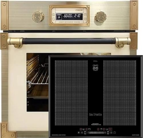 Kaiser Pyrolyse Backofen »EH 6427 ElfAD+KCT 67 FIN La Perle«, Retro Einbau Backofen 73L Elfenbein, 60 cm+Induktions-Induktionskochfeld 60 cm Einbau Herd Autark Power Booster Funktionsdisplay