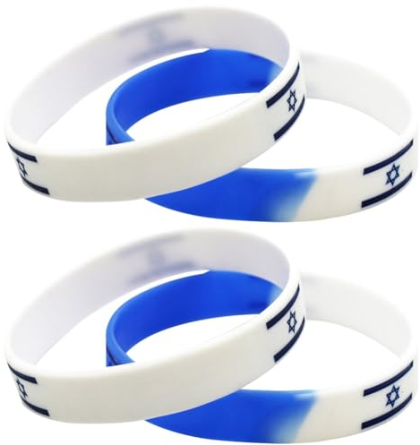 4 Pcs Israel Flag Wristbands Sports Silicone Bracelet for Men Women Rubber Wrist Band Patriotic Israel Wrist Bands