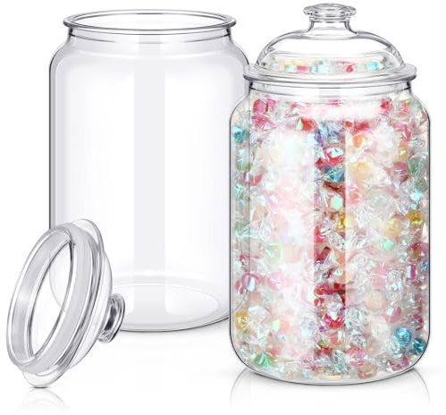 Nuogo Kunststoffdosen mit Deckel, dekorativ, für Apotheker und Süßigkeiten-Buffet, transparent, luftdicht, 3,6 l, klassischer Stil, 2 Stück