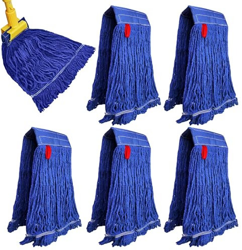 KLEEN HANDLER Blended Loop End Lot de 6 têtes de balai à franges humides pour un usage industriel et commercial, bleu foncé, 710 ml