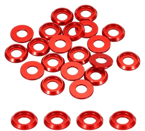 QUARKZMAN Rondelles Fraisées à Coupelle Conique M6, Diamètre Du Trou 6 mm / 0,24Joints en Aluminium Joint de Rondelle de Tête de Coupelle pour Vis Rc/Fpv/Pc/Drone, Paquet de 20 (Rouge)