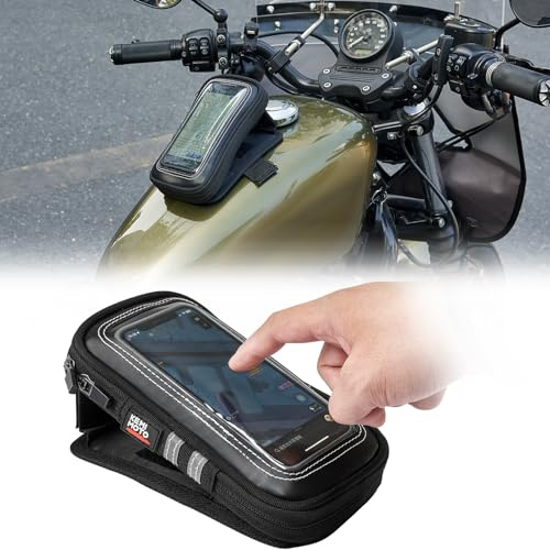 KEMIMOTO Borsa da Serbatoio Magnetica Moto Universale 6.5 Pollice Impermeabile Borsa da Serbatoio Custodia Porta Telefono Angolo Regolabile, Touch Screen, Traspirante