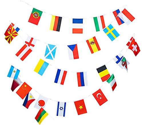 CAXUSD Premium Länderwimpel-girlande Wetterfeste Flaggen Für Partys Veranstaltungen Und Sportbars Leicht Und Tragbar Dekorative Ketten Für Jeden Anlass Bunte Flaggen-dekorationen