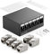 deleyCON 6 Puertos CAT7 Panel de Conexiones Conjunto con 6x CAT.7 Módulo RJ45 Keystone Jack STP 10 Gbit/s - Compatible con Cable de Instalación CAT6 CAT6a CAT7 CAT8 Ethernet LAN Cable de Red - Negro