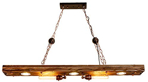 DJOAIUYF Holz Hölzerne Retro-rustikale Pendelleuchte Vintage Pendelleuchte Industrial Design Pendel Decken Lampe Holz Balken Wohn Zimmer Hänge Leuchte 220V E27 5-Flammig