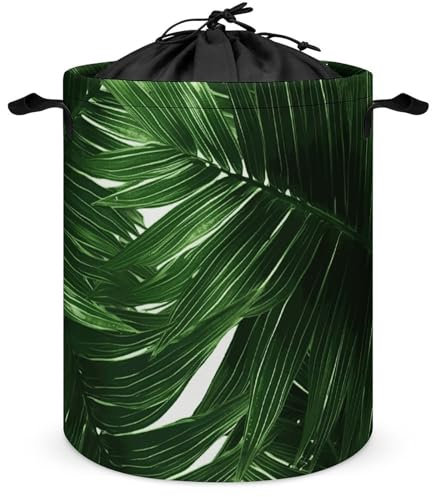 Panier à linge en feuilles de palmier vertes de grande capacité, pliable, panier à vêtements sales, panier à linge autonome pour salle de bain, chambre à coucher, buanderie