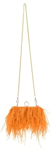 YUEZHAN Abendtasche Damen Clutch Feder Abend Clutch Tasche Frauen Bankett Hochzeits Handtasche Weiblich Elegant Party Kette Cross Body Schulter Tasche Orange