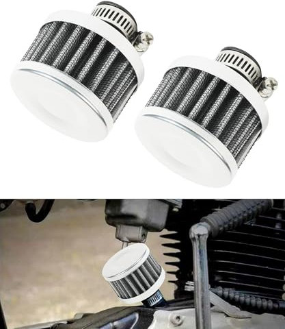 Flaconi Moto Filtro Aire,Mini Negro Cono de Motor,Filtro de Aire Moto,Filtro de Entrada de Aire Frío del Automóvil,Adecuado para Filtros de Aire de Motocicletas, Scooters(Plata)