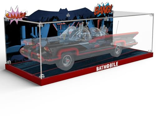 cooldac Acryl-Vitrine kompatibel mit Lego 76328 Batmobil(Nur Box, Kein Modell), Staubdichtes Transparentes HD Backdrop Display Case kompatibel mit Lego 76328