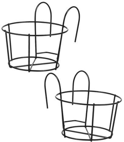 YARNOW 2 Pièces jardinière Garde-Corps de Jardin jardinière de Garde-Corps Suspendu Pot de Fleur Suspendu Rond Support de Fleur pour rambarde Supports de Pots de Fleurs pour l'extérieur