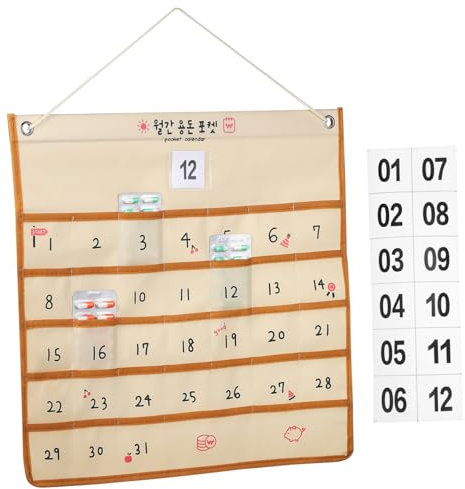 UTHCLO Wall Calendar Hanging Pocket Organizer over Door Storage Bag 44x42cm Non-woven Fabric Calendar Pouch for Household Entryway Hanging Phone and Accessory Storage