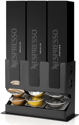 Soporte para Cápsulas de Café Compatible con Cápsulas VertuoLine Color Negro Hierro Fundido (Cápsulas de Café con Caja de Manga Excluidas)