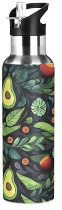 Waassud Borraccia termica in acciaio inox con cannuccia, per sport e bici, 32 once