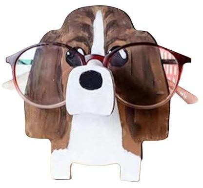 Brillenständer aus Holz, handgefertigt, geschnitzt, Tier-Brillenhalter, Dinosaurier/Oktopus/Hund/Kaninchen/Elefant/Fuchs/Katze/Bär, Brillenhalter für Nachttisch (Stil C)