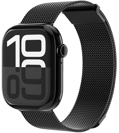 VONMÄHLEN Milanese Loop 2 – Stilvolles Edelstahlarmband mit Magnetverschluss, verstellbar, hochwertig, kompatibel mit Apple Watch - Größe 40 | 41 | 42mm - black