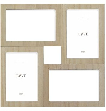 DEKNUDT FRAMES S68UC3P4 Picture Frame for 4 Photos 10 x 15 cm for Hanging Natural Wood 29.5 x 29.5 cm