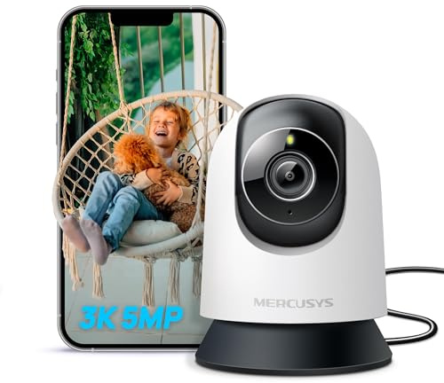 MERCUSYS MC230 3K 5MP Pan/Tilt Indoor Security Camera Pet Camera | Dog Camera, AI Detection, 13.5× Zoom, Auto Patrol, Motion Tracking, Night Vision, Baby Monitoring, Local Storage, Alexa
