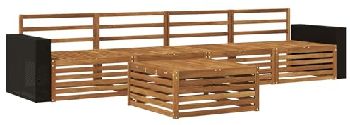 vidaXL Outdoor-Sofagarnitur 5 pcs Natur Massivholz Akazie, Gartenmöbel, Moderne Sitzgruppe, L-förmiges Sofa für Terrasse, relaxen im Lounge-Stil