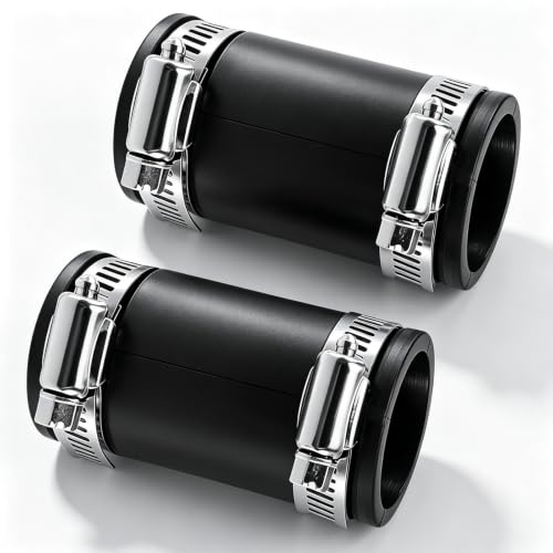 YOUNGSAY 2 Stück Ø 40mm Flexible Gummimuffe mit 4 Edelstahlschellen | Gute Flexibilität, Kratzfest und verschleißfest, Klemmbereich 36-43 mm | Für PVC-Rohre, Kupferrohre und Stahlrohre verwendet