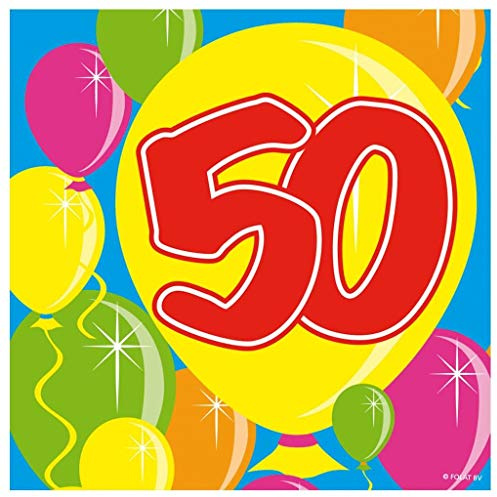 Folat Servietten 50. Geburtstag Party-Deko 20 Stück bunt 25x25cm Einhe