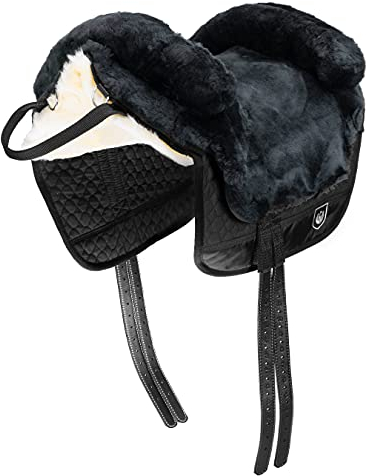 Werner Christ Fellsattel IBERICA Plus baumloser Lammfellsattel im spanischen Stil, Bare-Back-pad, Pferde-Sattel aus echtem Lammfell in Gr. Pony, in anthrazit