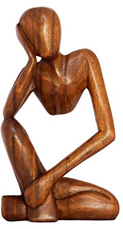 G6 COLLECTION Handgefertigte abstrakte Skulptur aus Holz, 30,5 cm, Motiv: Denkender Mann, Geschenk, Dekoration, Dekoration, Kunstwerk, handgeschnitzt, Braun
