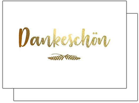 Dankeskarten GOLD - Dankeschön, Danksagung nach Hochzeit, Geburtstag, Konfirmation u.v.m. : 20 Karten mit 20 Umschlägen.