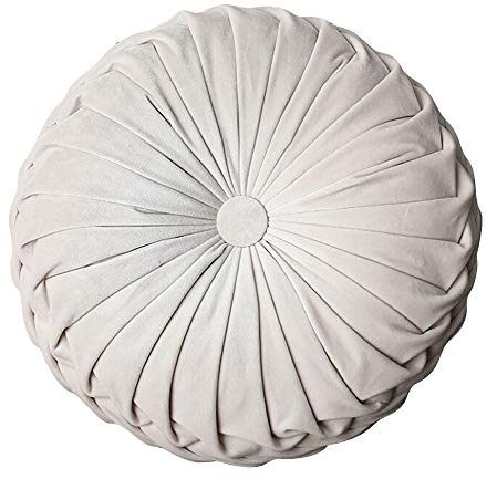 Jycra Plissiertes rundes gefülltes Kissen, Samtkissen, handgefertigt, Dekokissen für Zuhause, Sofa, Stuhl, Bett, Auto, Samt, A2, 38cm x 38cm