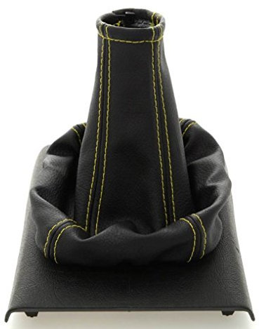 Schaltmanschette Schaltsack Sack Schwarz Faden Gelb Echt Leder myshopx SA81
