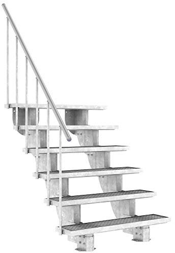 DOLLE Außentreppe Gardenstep mit 6 Stufen Höhe 111-135 cm Gitterroststufen 120 cm mit Steiggeländer
