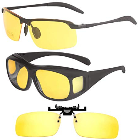 Riccardo Materossi 3 Pack Night Vision Glasses For Driving | Anti Glare | Unisex | UV400 | Premium Quality Frames & TAC Lenses | UK Based Brand