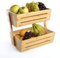 2-Tier Bamboo Fruit Basket, Bread Storage Stand, Vegetable Rack, Countertop Basket Bowl Holder Tray for Fruit, Vegetables, Snacks, Home, Kitchen and Office | M&W