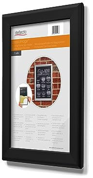 Deflecto A3 Snap Frame – Eleganter schwarzer Aluminium-Clip-Rahmen für die Wandausstellung – Zertifikat- und Posterhalter mit praktischen Clips an der Vorderseite – stilvoller Fotoaufhänger für