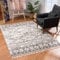 Teppich Wohnzimmer Shaggy Läufer - Grau Creme - 80x400cm - Deko Schlafzimmer Hochflor mit Fransen Flauschig Ethno Muster - Oeko Tex 100 Standard - Allergiker geeignet