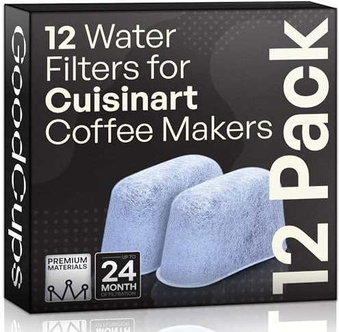 12 Pack Water Filters for Cuisinart Coffee Makers by GoodCups - Replacement Charcoal Water Filters - Fits All Cuisinart Coffee Machines